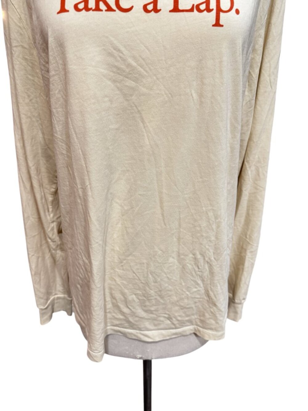 Outdoor Voices Take A Lap Long Sleeve Graphic Tee XL Beige Retro - Picture 3 of 5